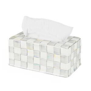 Brand New Mackenzie-Childs Sterling Check Standard Tissue Box Cover